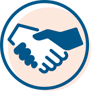 handshake inside a circle icon