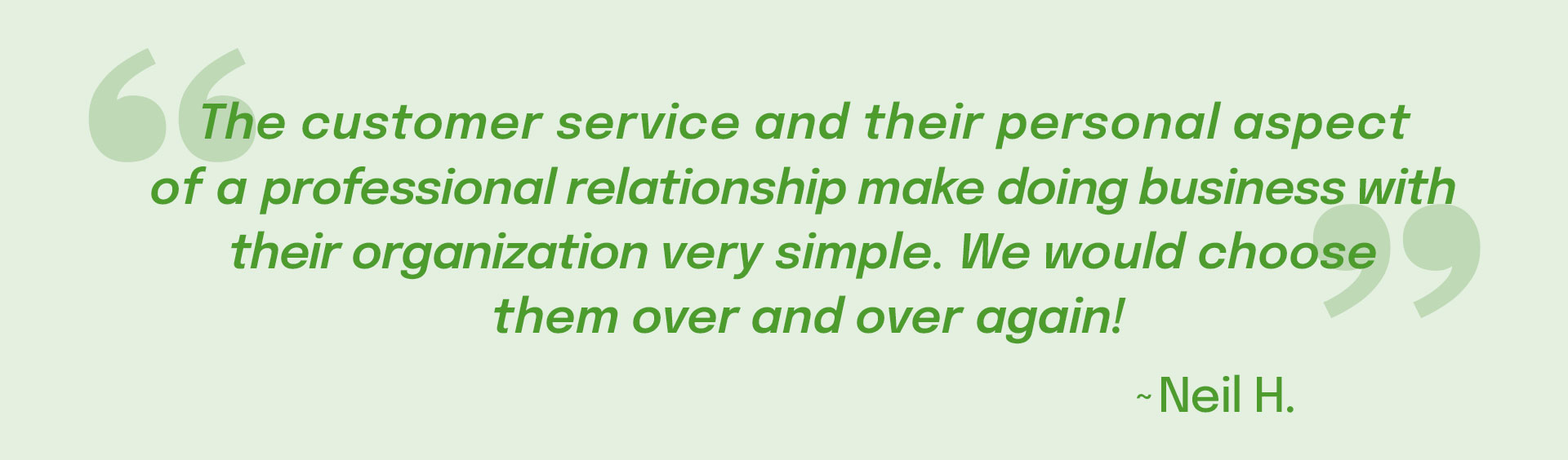 Testimonial from a client